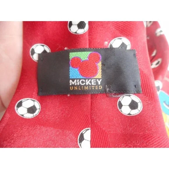 Vintage Disney Soccer Burgundy tie Mickey Donald - Picture 3 of 7
